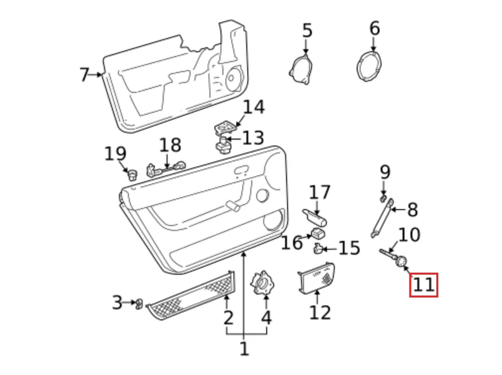 Kit Cache Poignée Panneau de Porte pour Audi TT 1 (1998-2006)