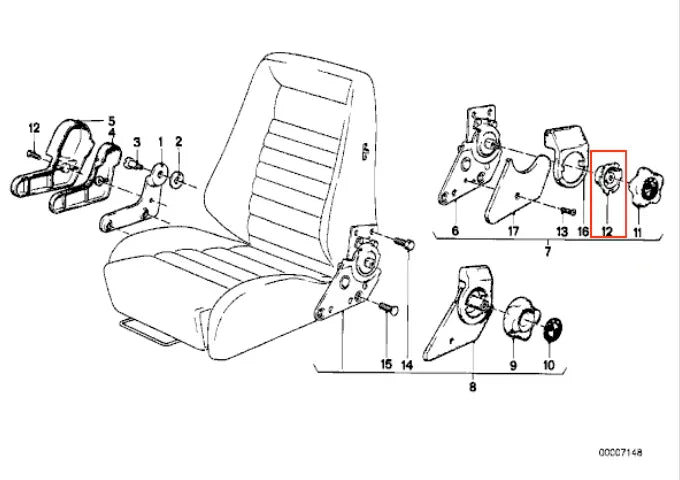 Support de Bouton de Réglage de Siège Recaro pour BMW E21, E23, E24, E28 - Revvo