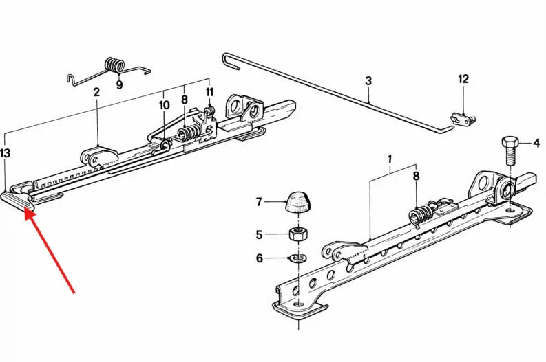Poignée Réglage Glissière de Siège Avant pour BMW E23, E24, E28, E30 - Revvo