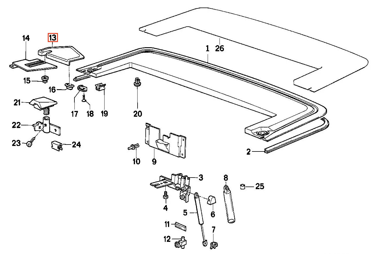 Garniture de Couvercle de Capote pour BMW E30 Cabriolet phase 1 - Revvo