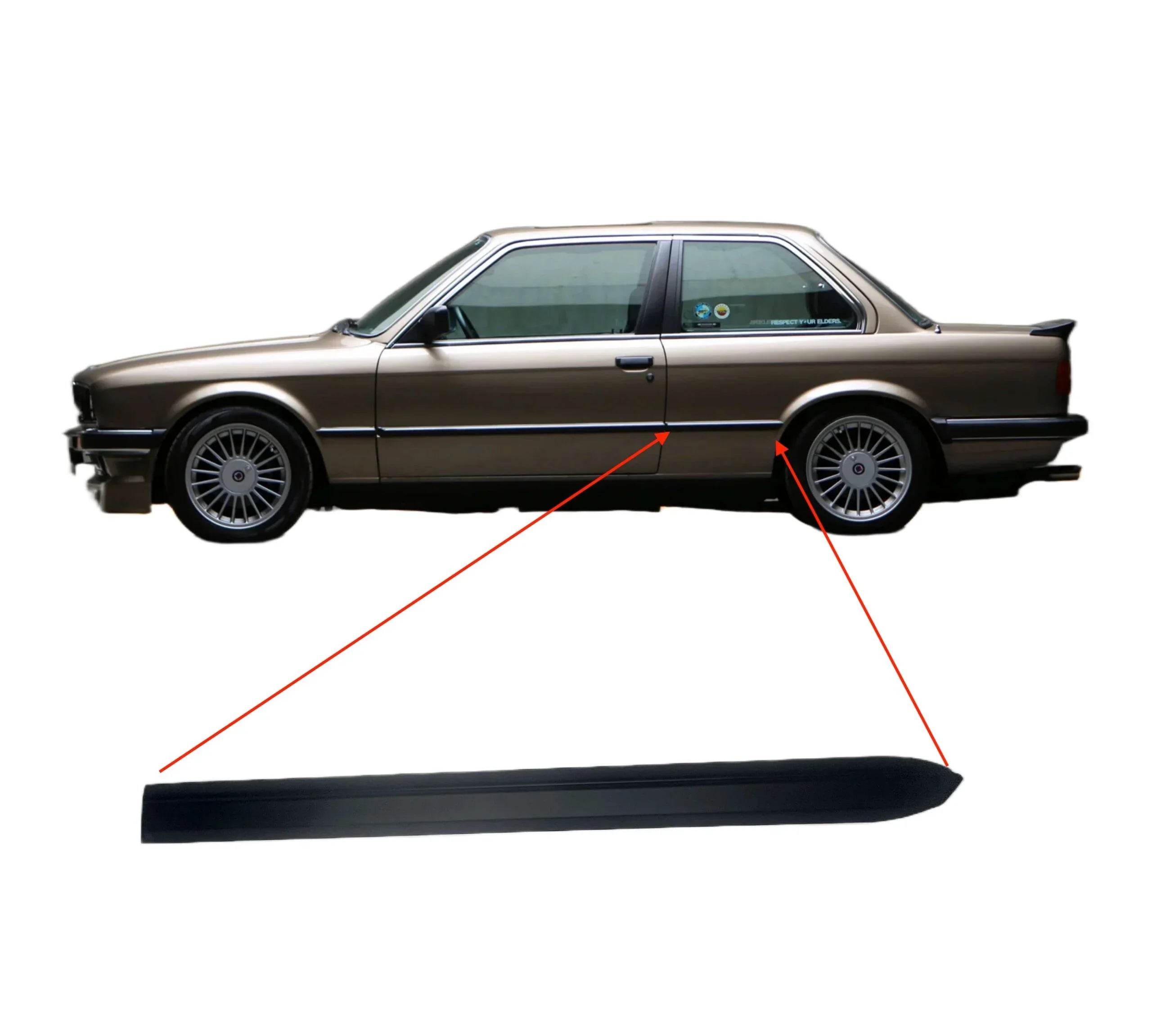 Baguette Latérale Arrière Noire pour BMW E30 Coupé (1982-1994) - Revvo