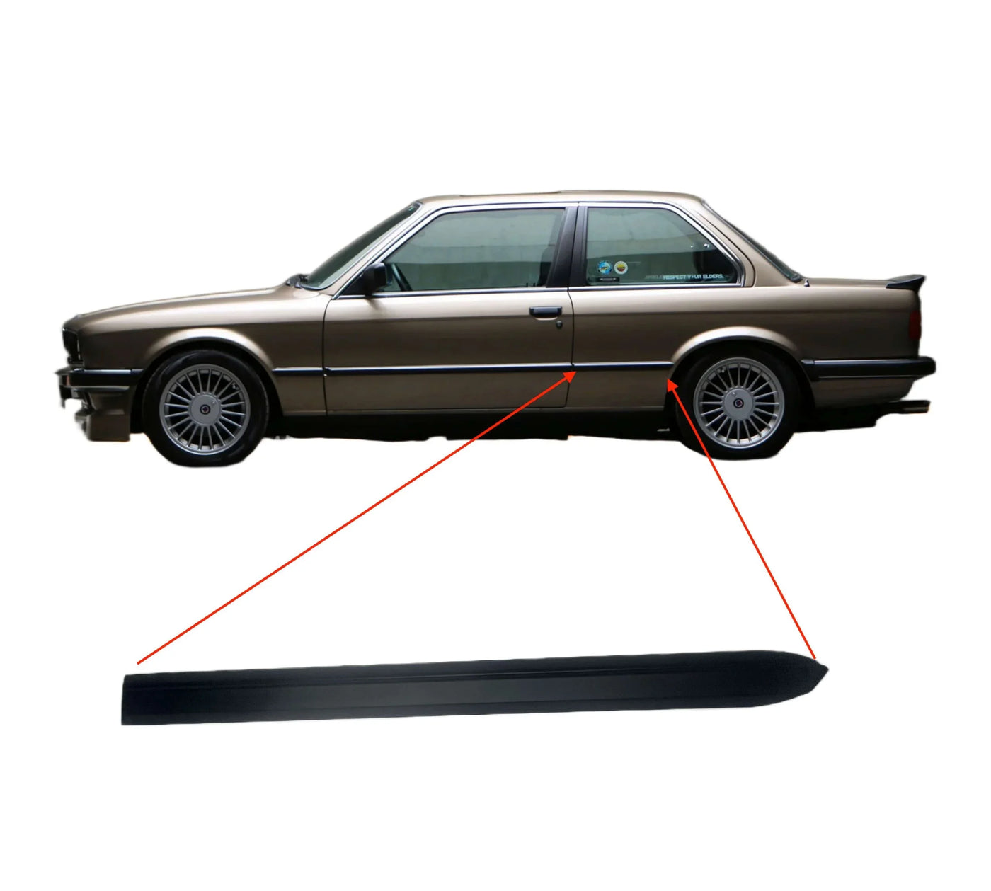 Baguette Latérale Arrière Noire pour BMW E30 Coupé (1982-1994) - Revvo
