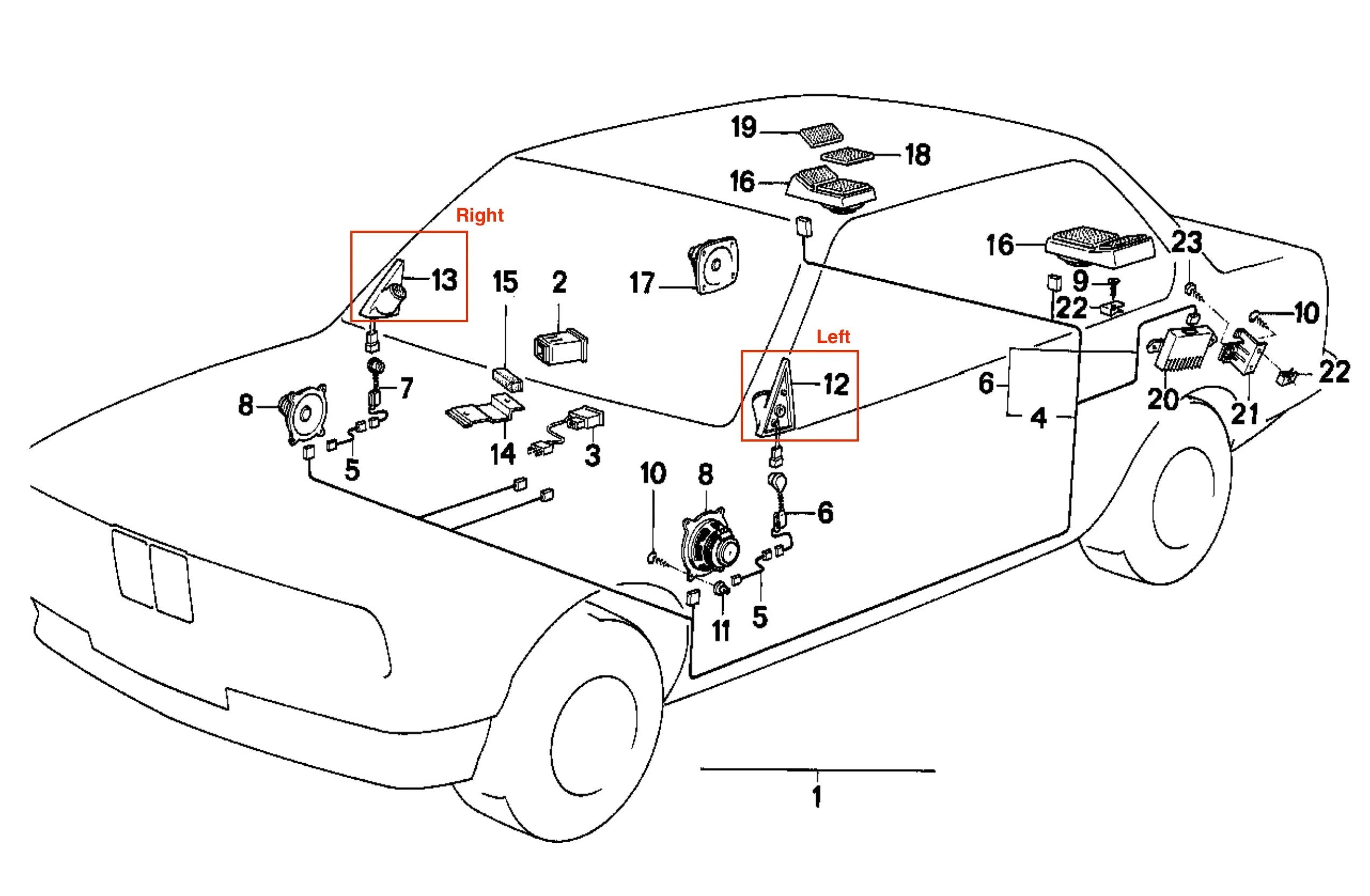Cache pour Rétroviseur Latéral avec Tweeter de BMW E30 - Revvo