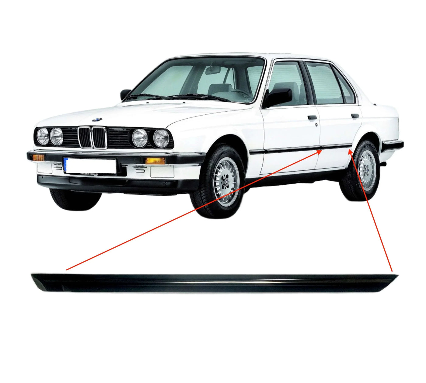 Baguette Porte Arrière Gauche Chromée pour BMW E30 Berline (phase 2) - Revvo