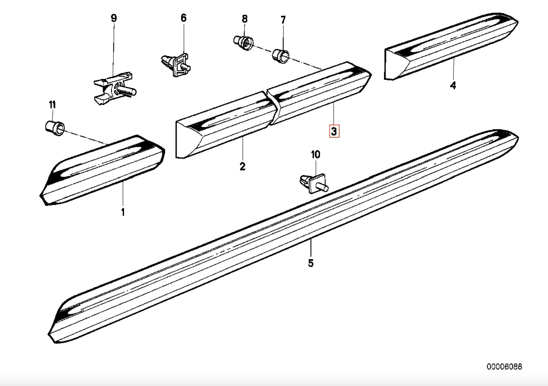 Baguette Porte Arrière Gauche Chromée pour BMW E30 Berline (phase 2) - Revvo