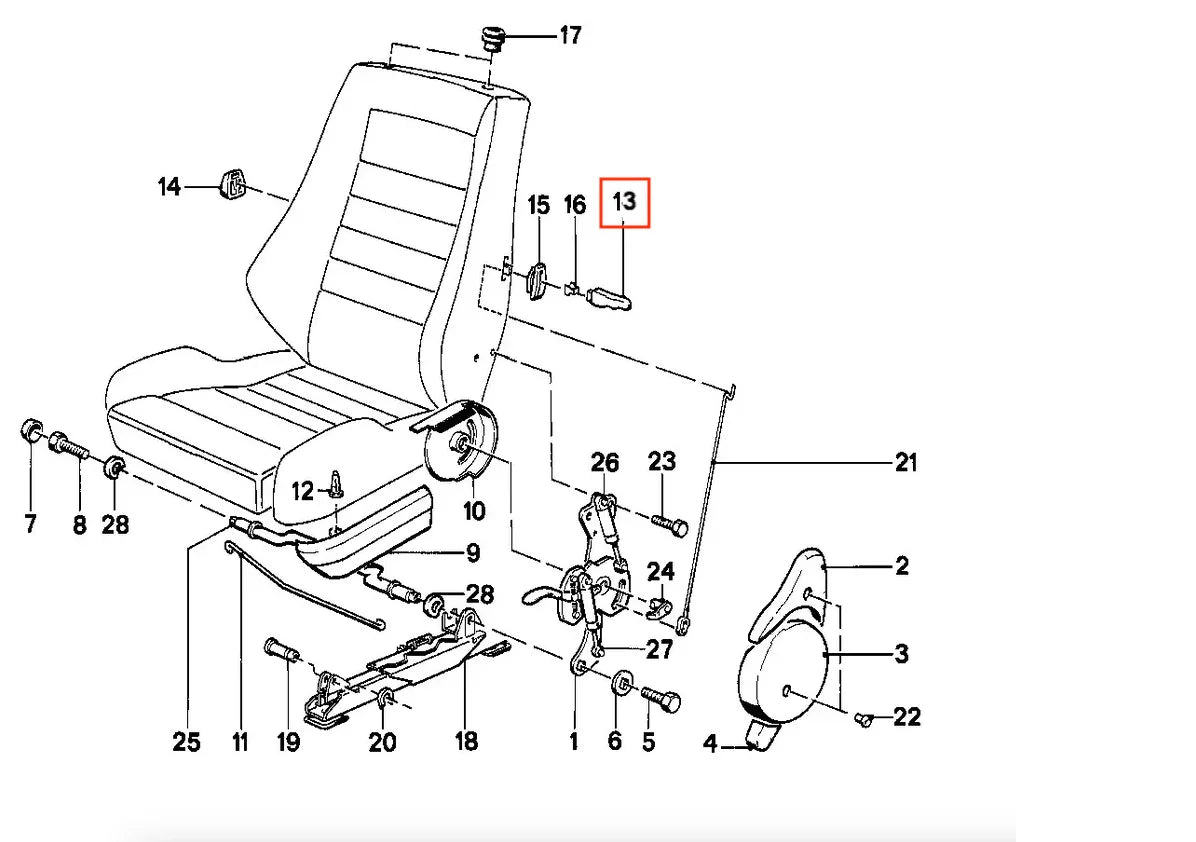 Levier Déverrouillage de Dossier de Siège Recaro pour BMW E30 - Revvo