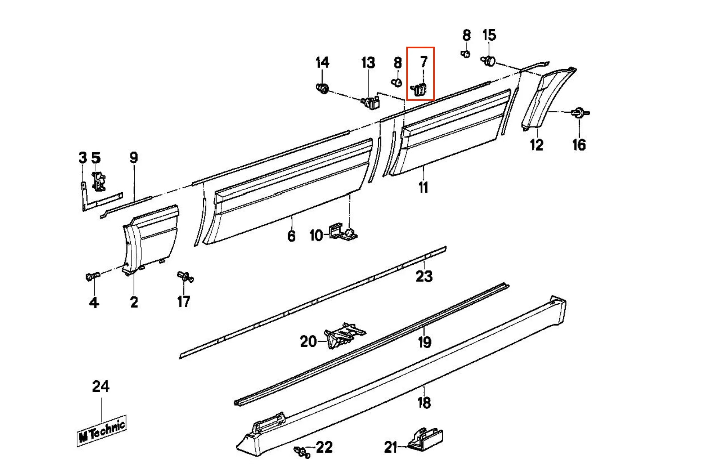 Clips pour Bas de Caisse M-Tech 2 de BMW E30 - Revvo