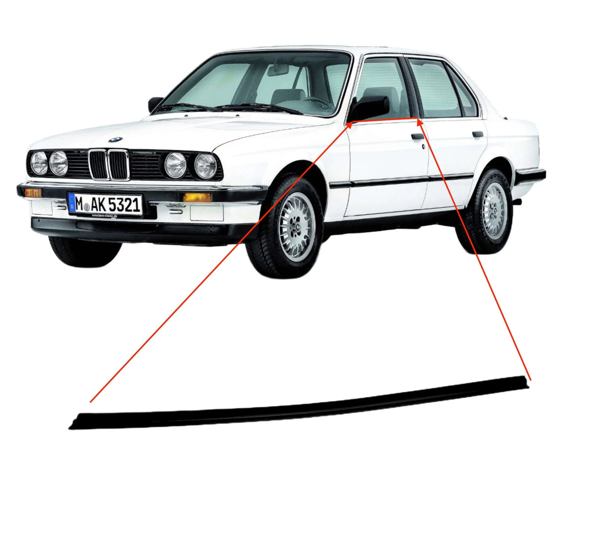 Lèche-Vitre Extérieur de Porte Avant pour BMW E30 Berline (phase 2) - Revvo