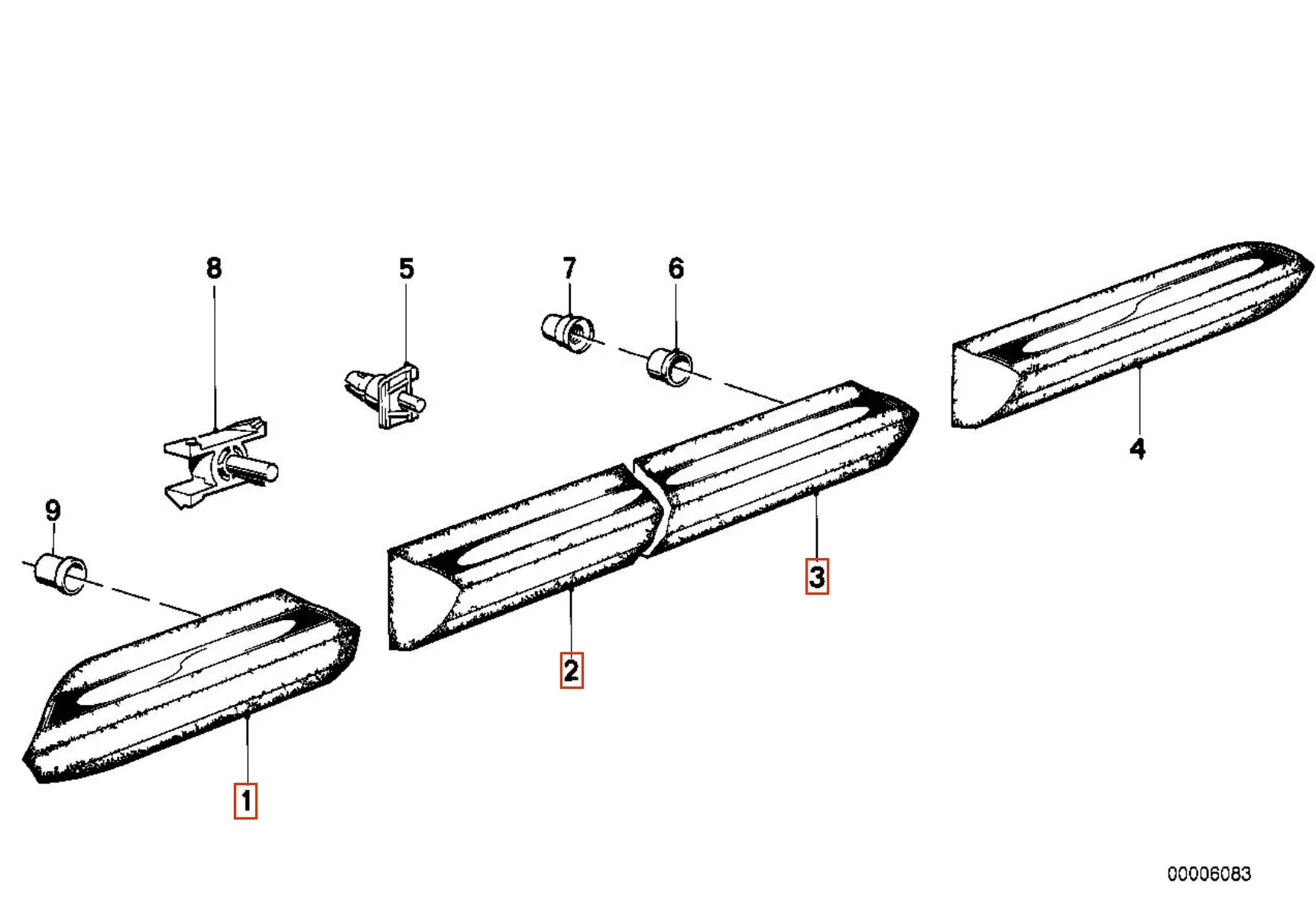 Kit Baguettes Latérales avec Insert Chromé pour BMW E30 Berline phase 2 - Revvo