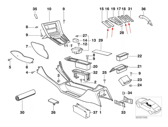 Cache Bouton Console Centrale (côté droit) pour BMW Série 8 E31 - Revvo