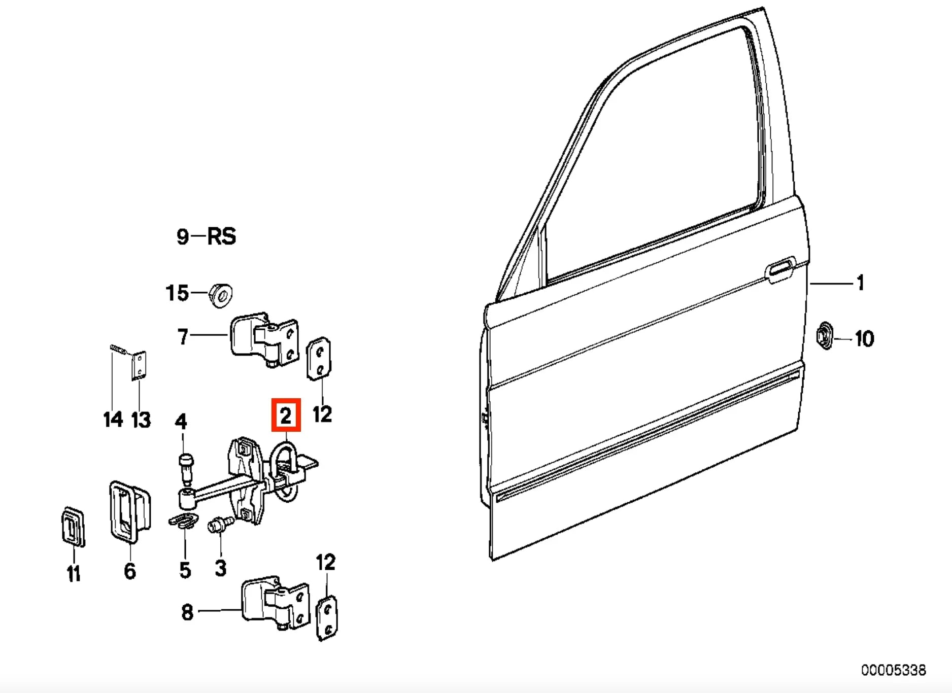 Arrêt / Tirant de Porte Avant pour BMW Série 7 E32 (1986-1994) - Revvo