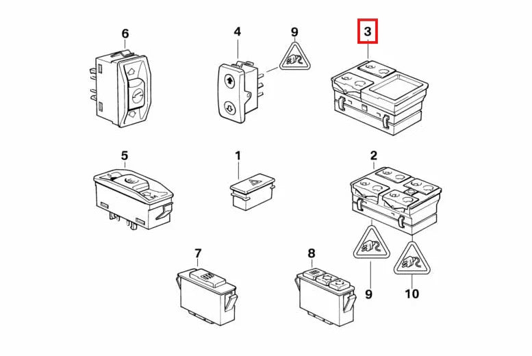 Garniture Commande de Rétroviseur Électrique pour BMW Série 5 E34 (1988-1996) - Revvo