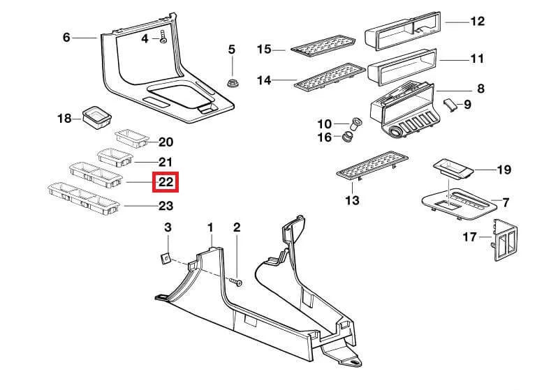 Cache Interrupteur Lève-Vitre (1 trou) pour BMW E36 Compact - Revvo
