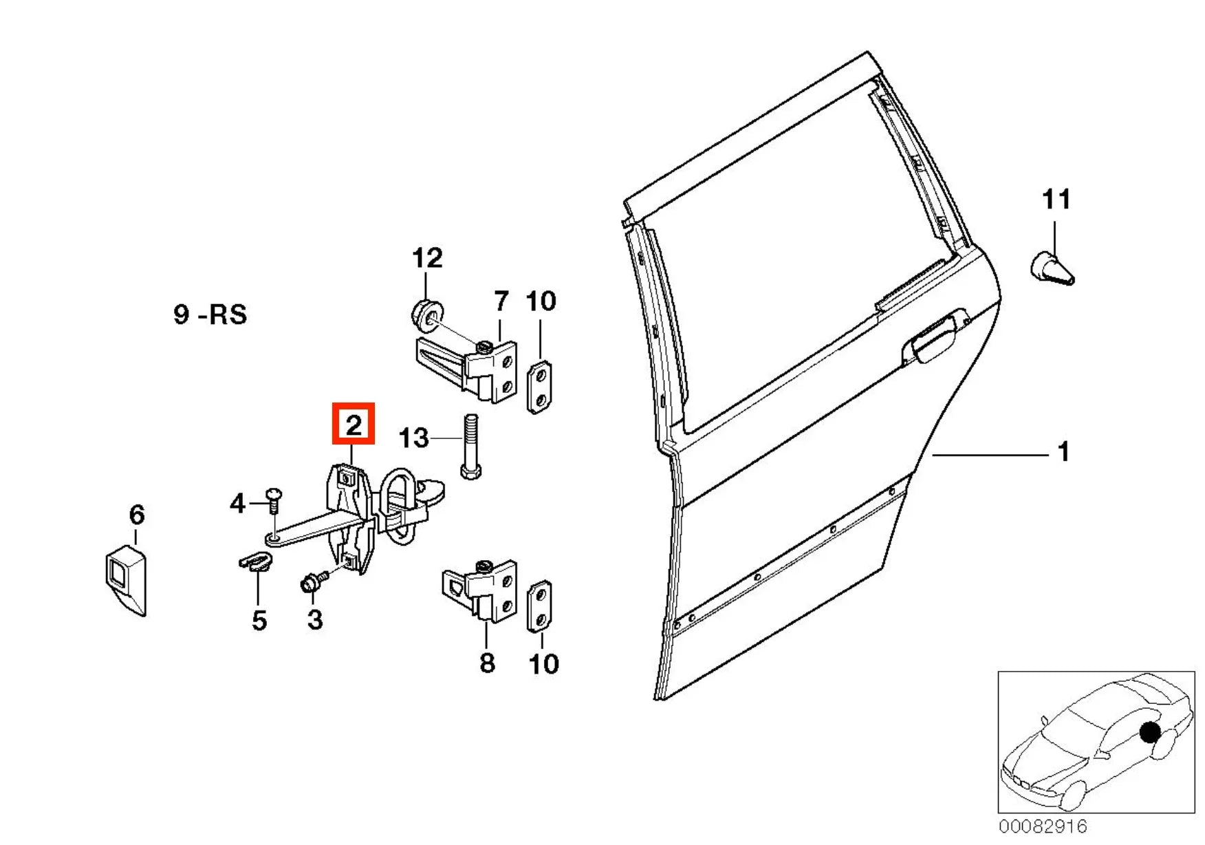 Arrêt / Tirant de Porte Arrière pour BMW Série 3 E36 (1995-1999) - Revvo