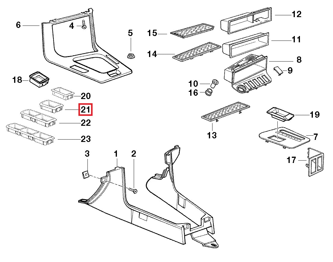 Cadre 1 Interrupteur de Console Centrale pour BMW Série 3 E36 - Revvo