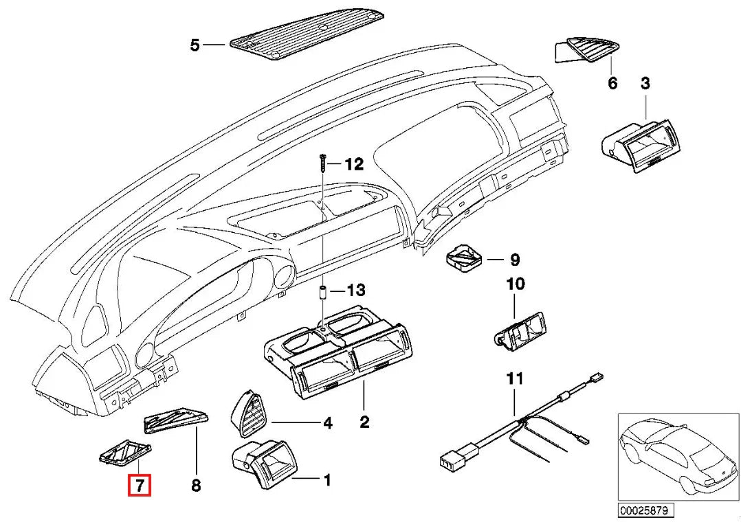 Grille Chauffage de Plancher Avant Gauche pour BMW Série 7 E38 (1995-2001) - Revvo