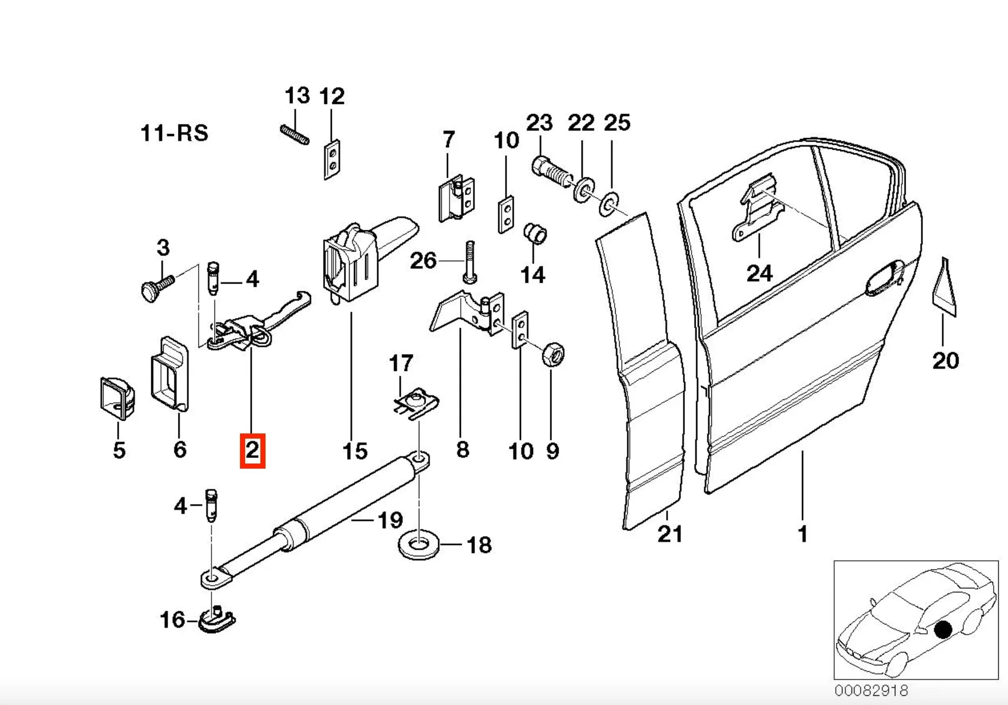 Arrêt / Tirant de Porte Arrière pour BMW Série 7 E38 (1994-1997) - Revvo