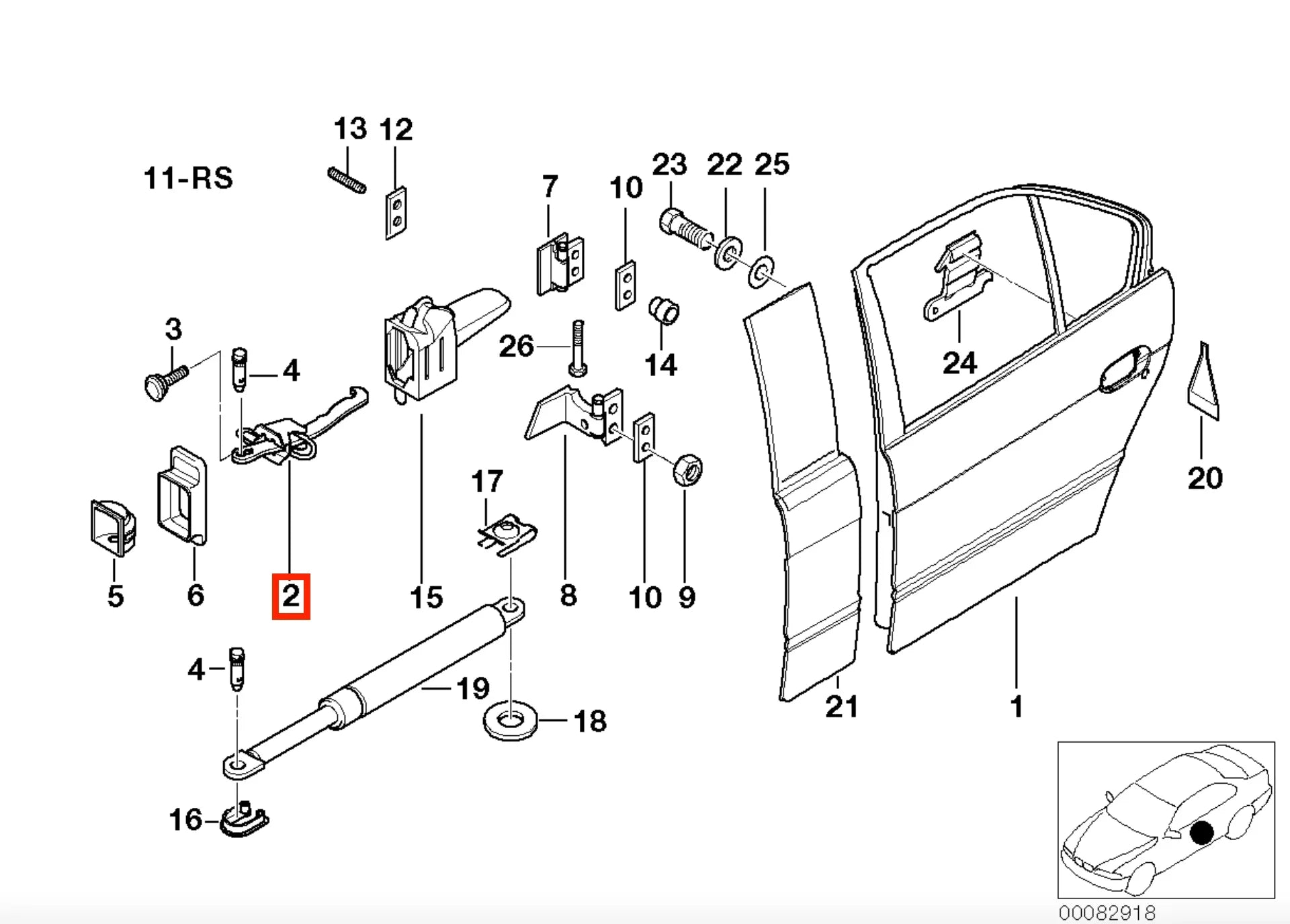 Arrêt / Tirant de Porte Arrière pour BMW Série 7 E38 (1997-2001) - Revvo