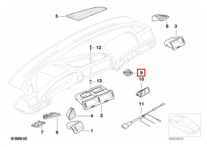 Cache Conduit de Chauffage Plancher Passager pour BMW Série 7 E38 (1994-2001)