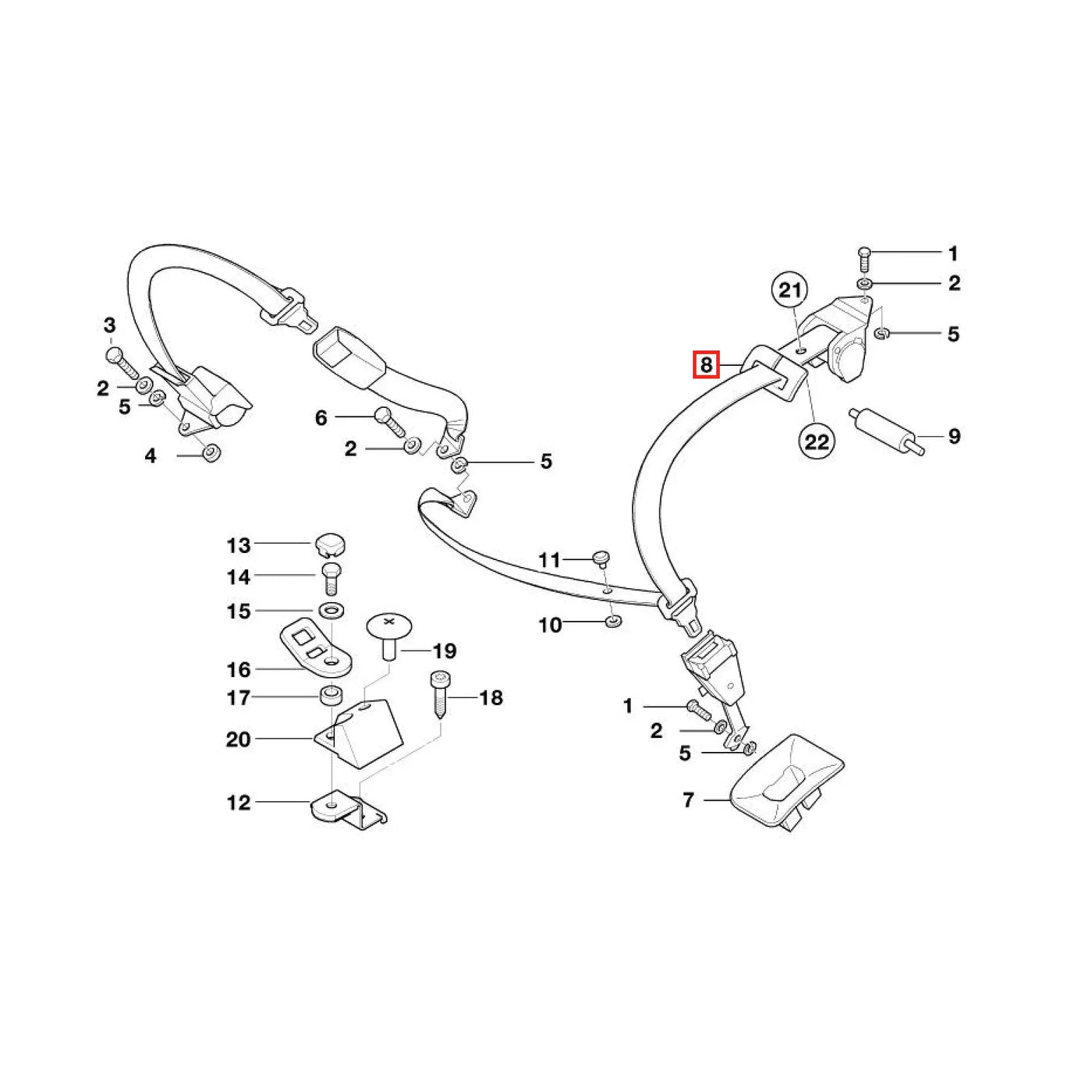 Cache Guide Ceinture Arrière - BMW E38 E39 - Revvo