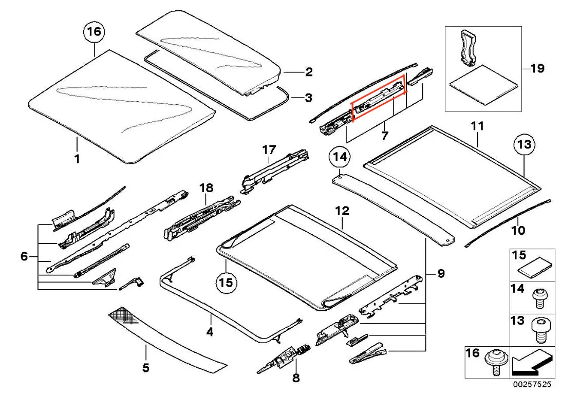 Kit Réparation Toit Ouvrant pour BMW E39, X5 E53 et X3 E83 (Rails de Guidage) - Revvo