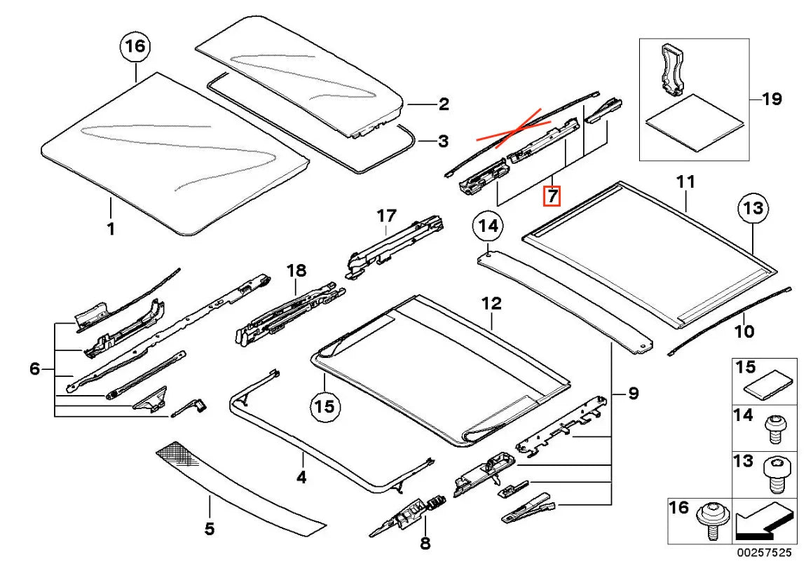 Kit de Réparation Complet de Toit Ouvrant pour BMW E39, X5 E53 et X3 E83 - Revvo