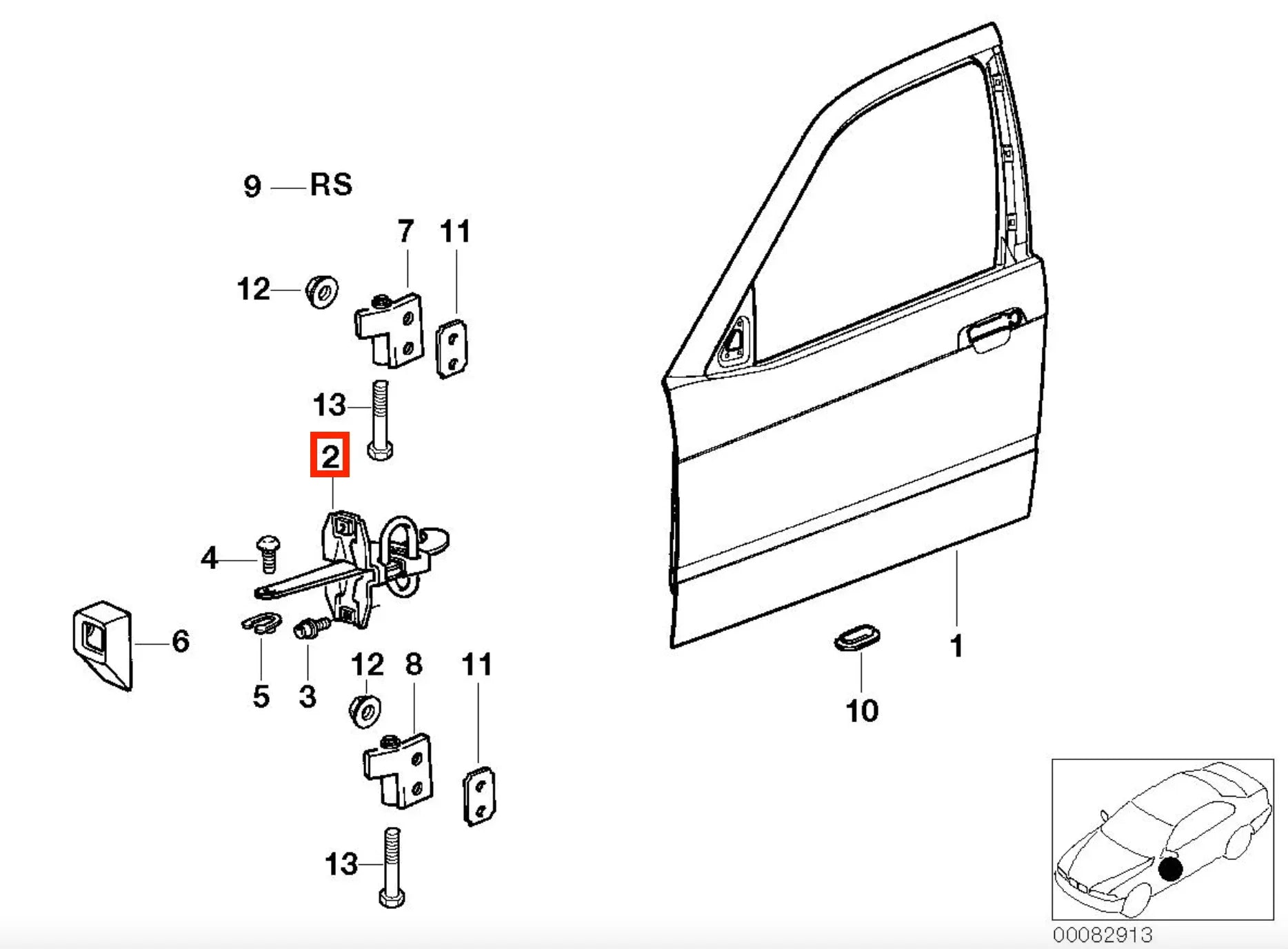 Arrêt / Tirant de Porte Avant pour BMW Série 3 E36 (1990-1999) - Revvo