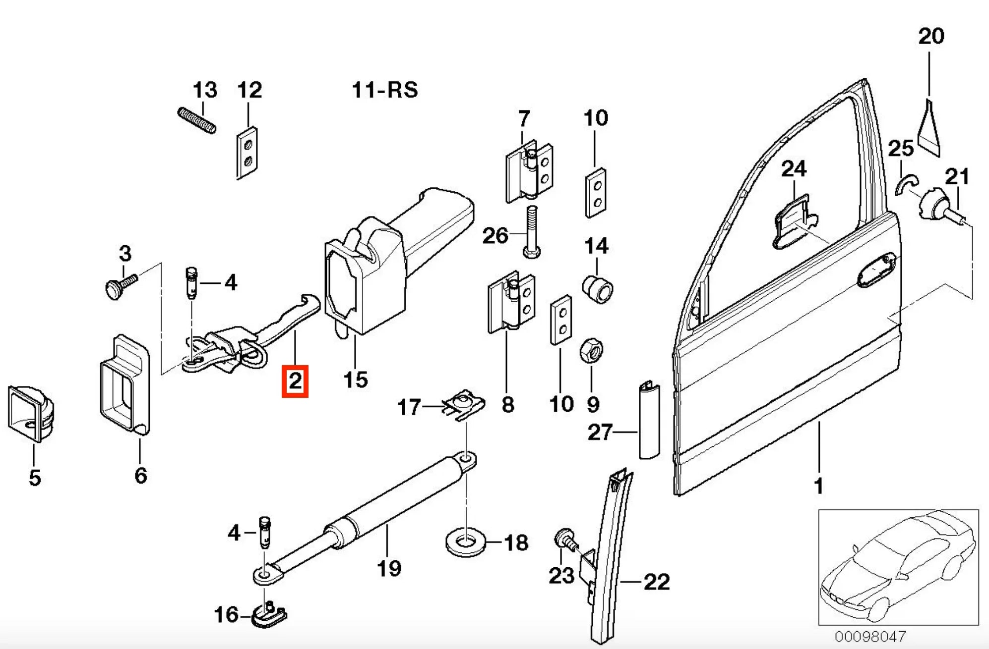 Arrêt / Tirant de Porte Avant pour BMW Série 5 E39 (1995-2003) - Revvo