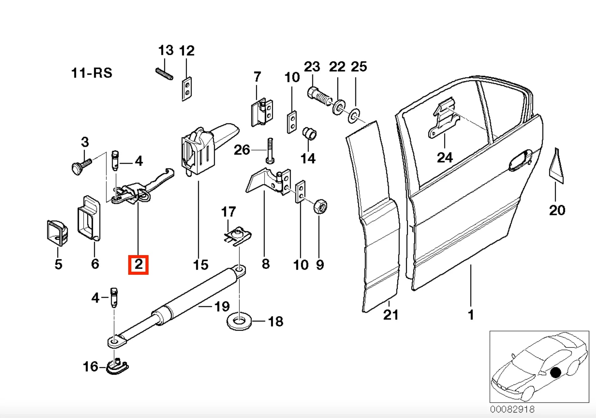 Arrêt / Tirant de Porte Arrière pour BMW Série 5 E39 (1995-1996) - Revvo
