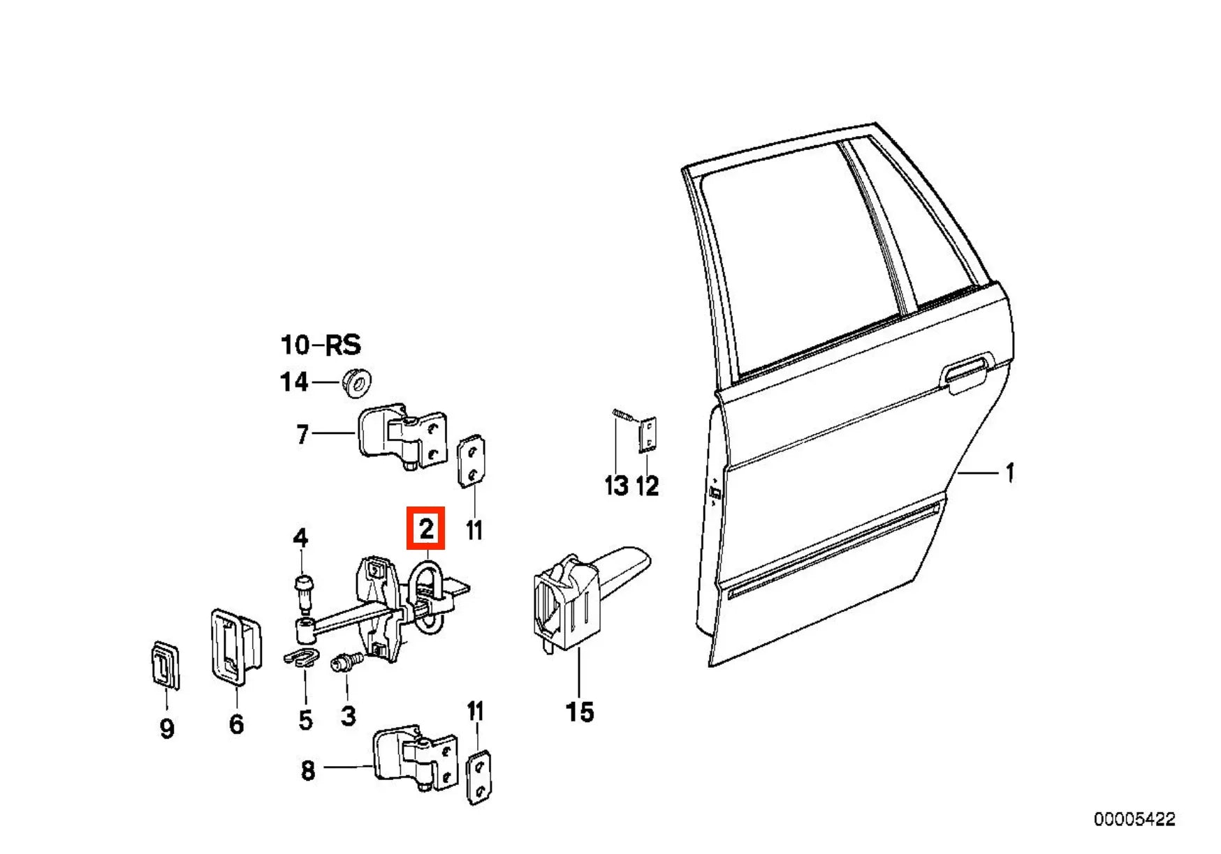 Arrêt / Tirant de Porte Arrière pour BMW Série 7 E32 (1986-1994) - Revvo
