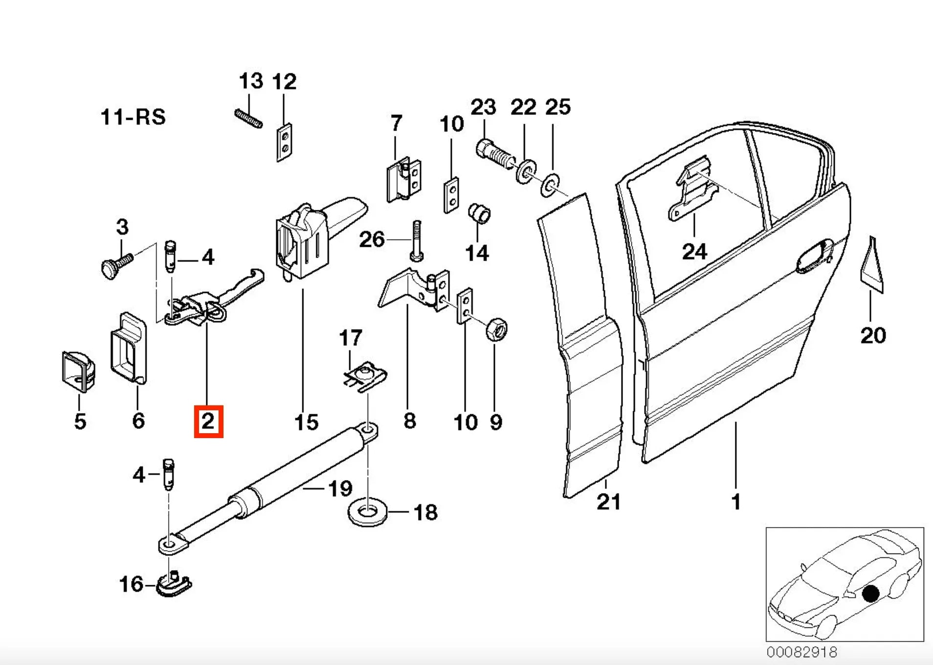 Arrêt / Tirant de Porte Arrière pour BMW Série 5 E39 (1996-2003) - Revvo