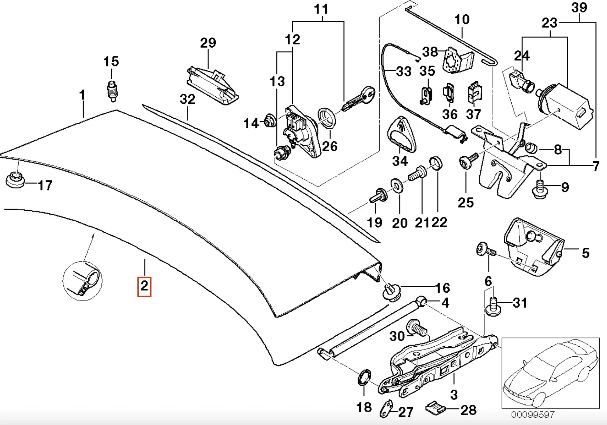 Joint de Coffre pour BMW Série 5 E39 Berline (1996-2003) - Revvo
