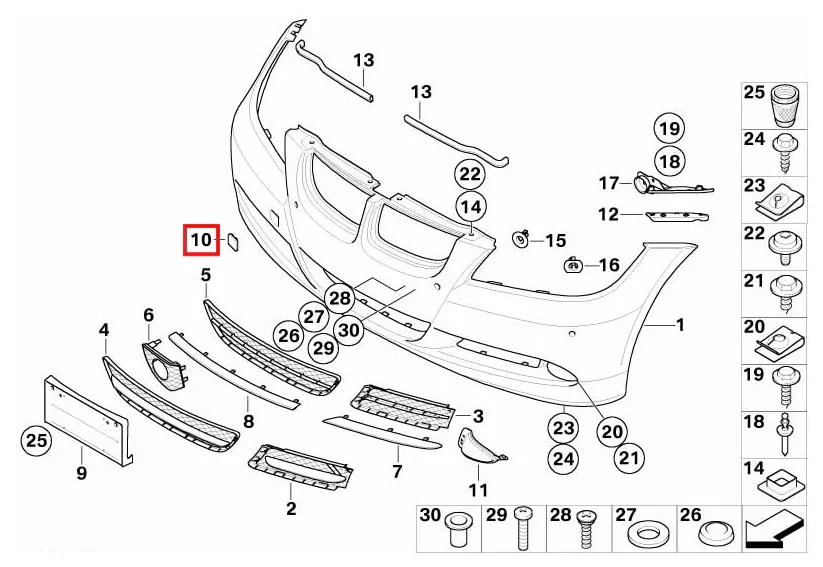 Cache Crochet de Remorquage Avant pour BMW E90 / E91 standard phase 1 (2005-2008) - Revvo