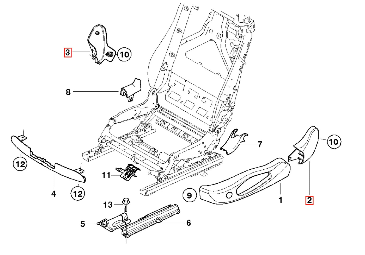 Cache Latéral Arrière de Siège - BMW Série 3 E46 / E93 - Revvo