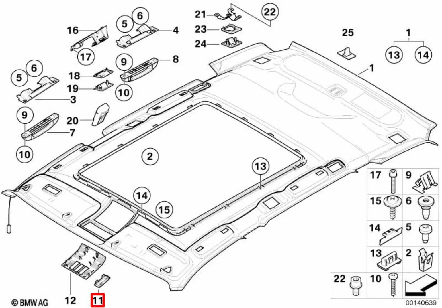 Cache Bouton de Plafonnier pour BMW X3 E83 (2003-2010) - Revvo