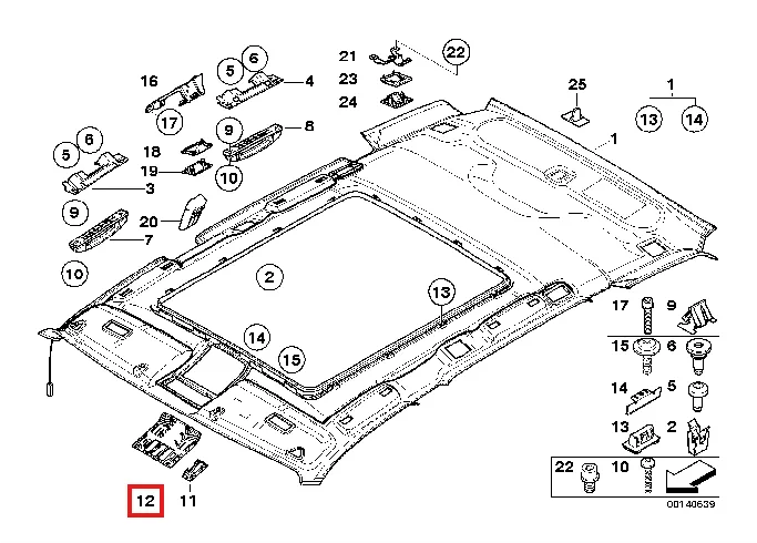 Garniture de Plafonnier pour BMW X3 E83 avec Toit Ouvrant (2003-2010) - Revvo