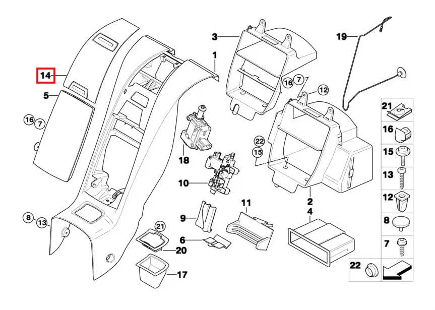 Couvercle Rangement Central Arrière pour BMW Z4 E85 - Revvo