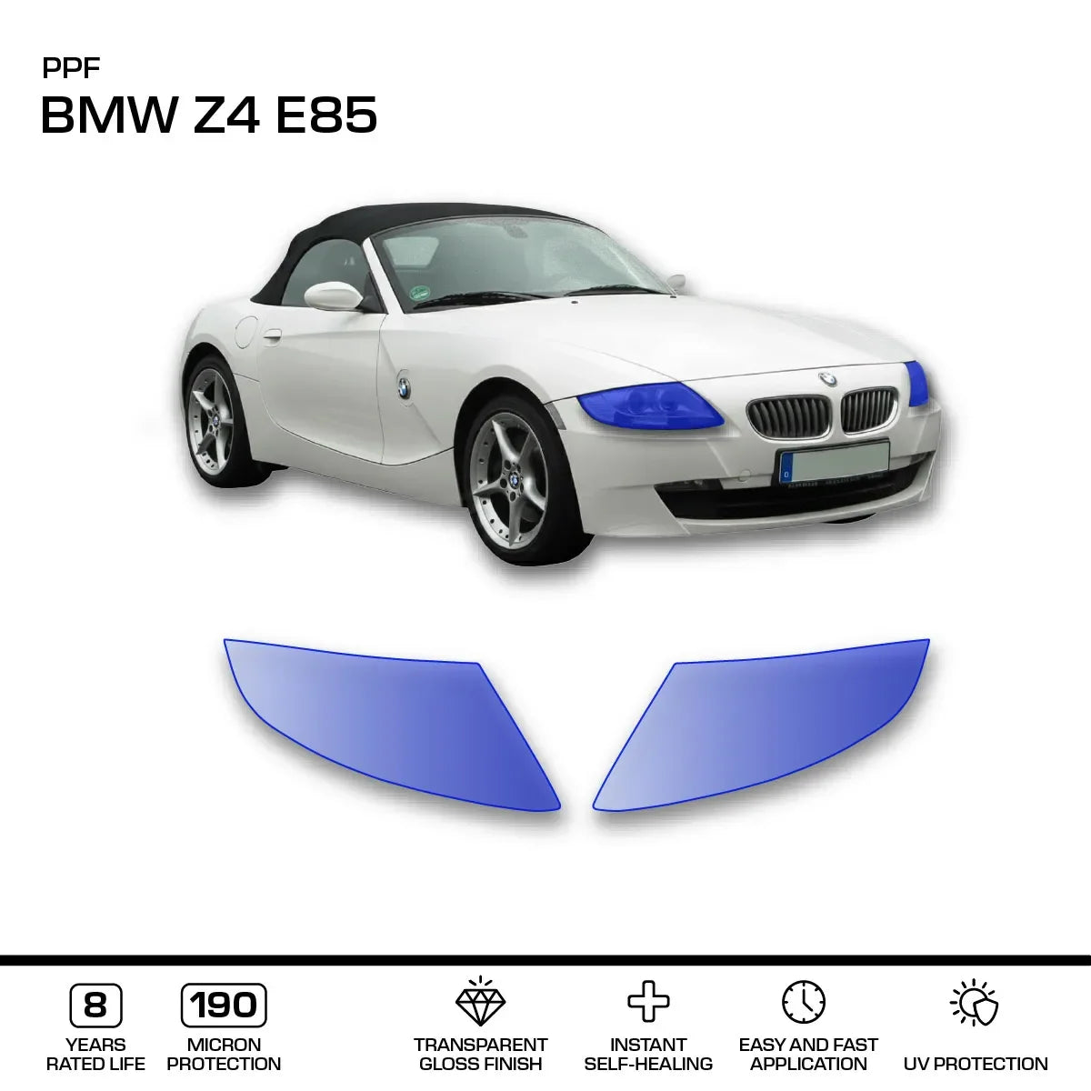 Film de Protection PPF Transparent pour Phares de BMW Z4 E85 / E86 (2003-2008) - Revvo
