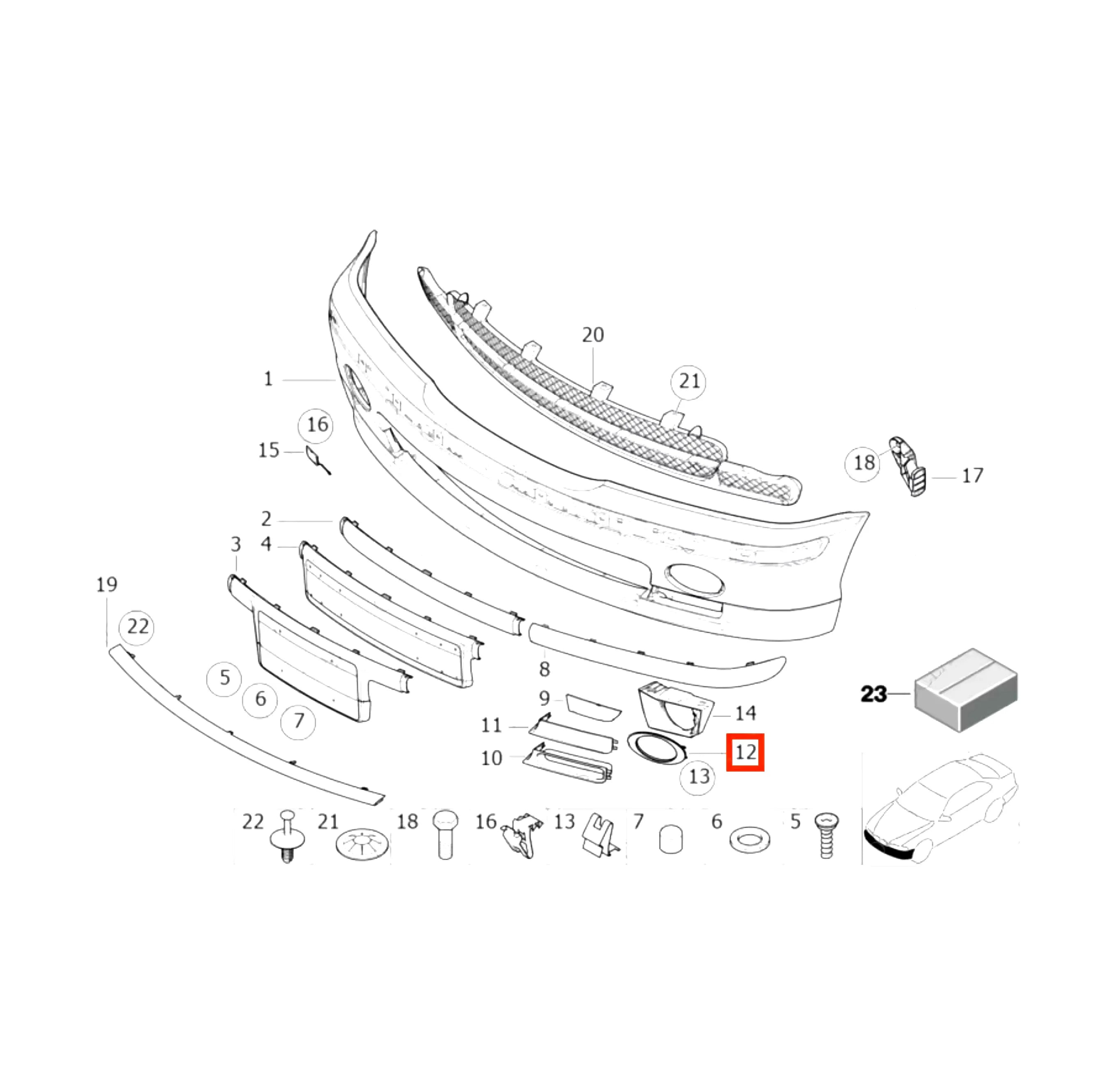Cache Contour Anti-Brouillard BMW Série 3 E46 Pack M - Revvo