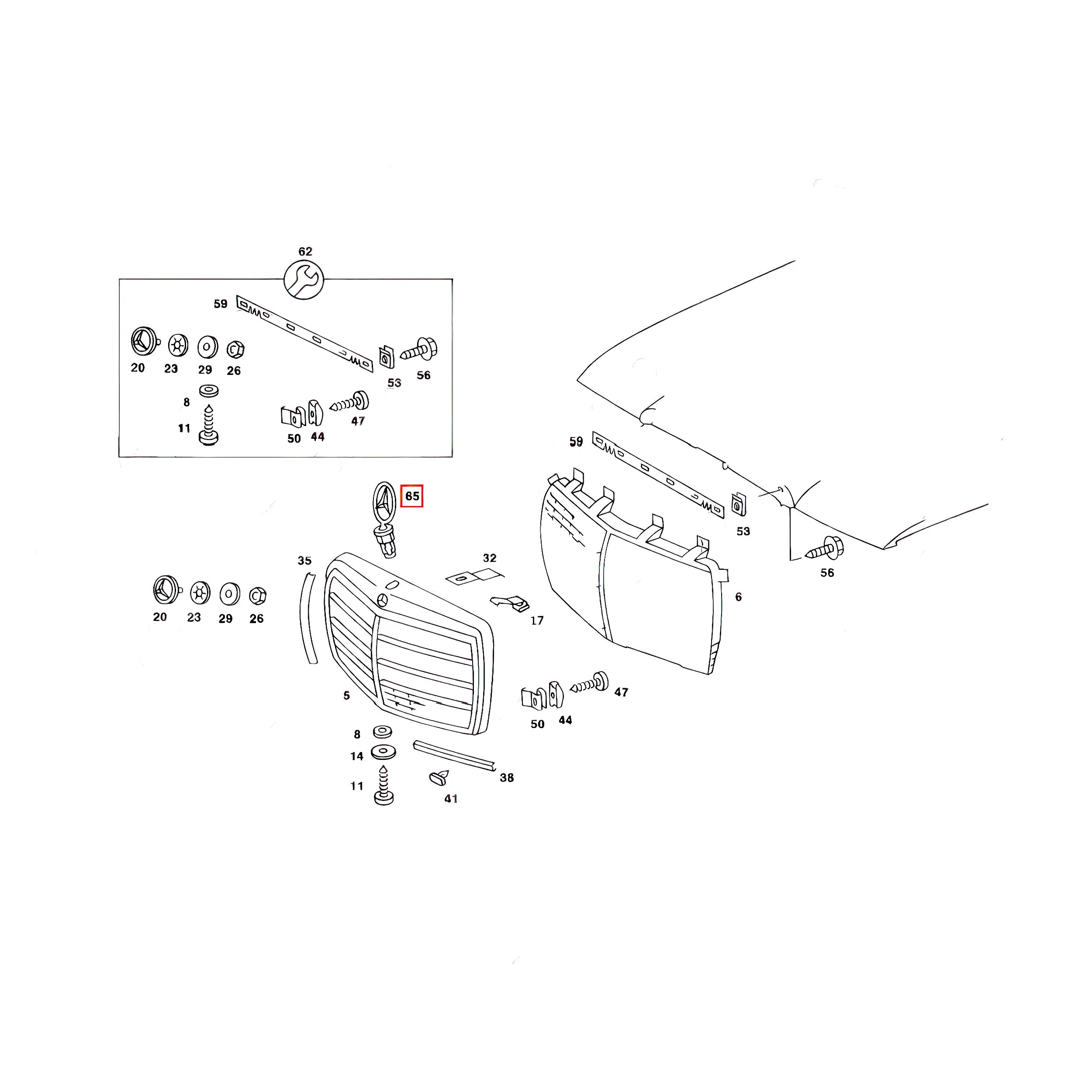 Emblème Etoile Capot - Mercedes W201 / W123 / W124 / W126 - Revvo