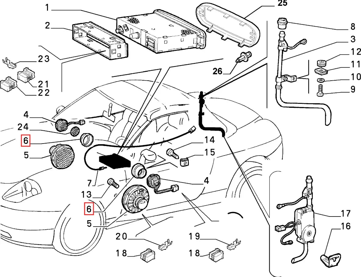 Cache pour Haut-Parleur de Fiat Barchetta (1995-2005) - Revvo