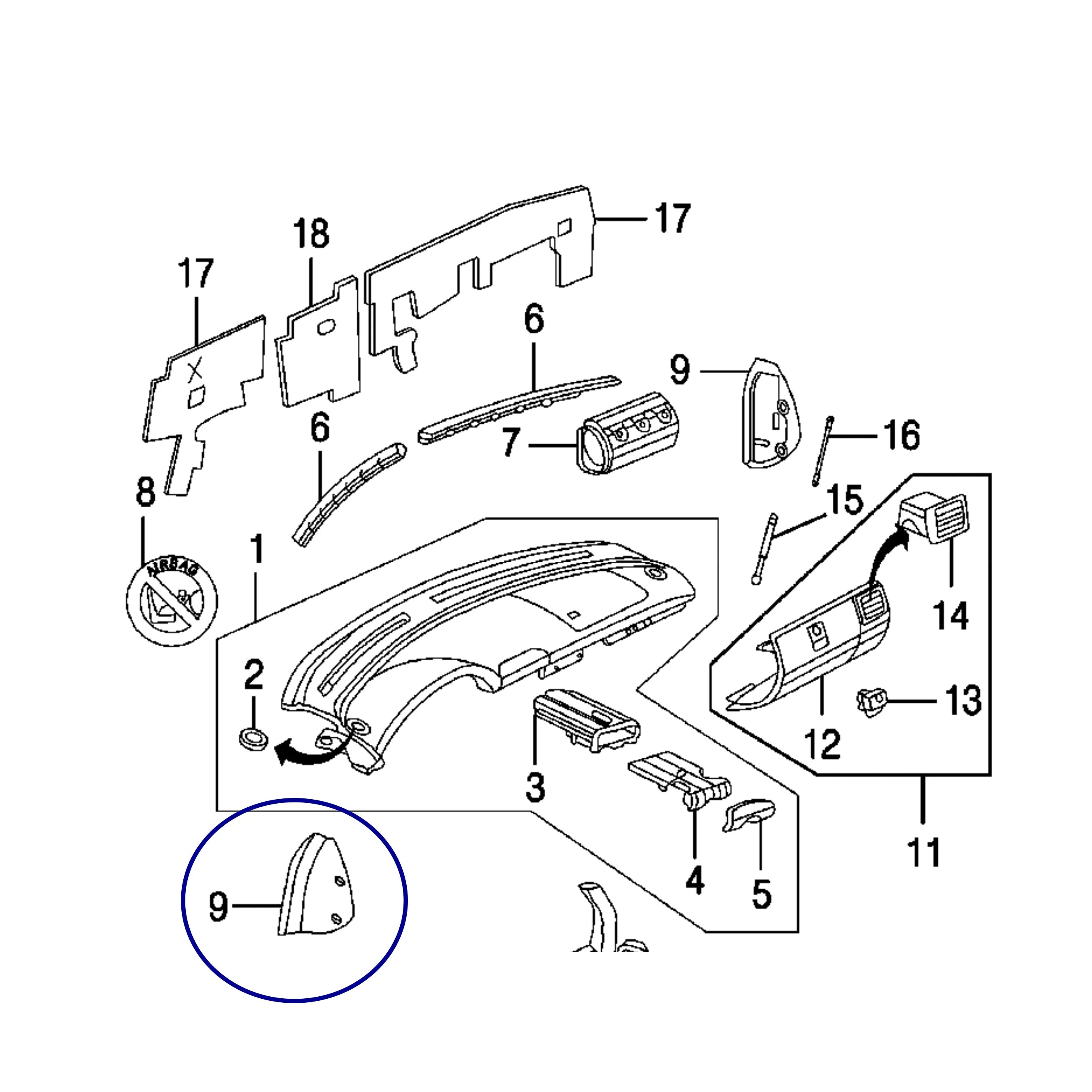 Garniture Gauche Tableau de Bord - Mercedes SLK R170 - Revvo
