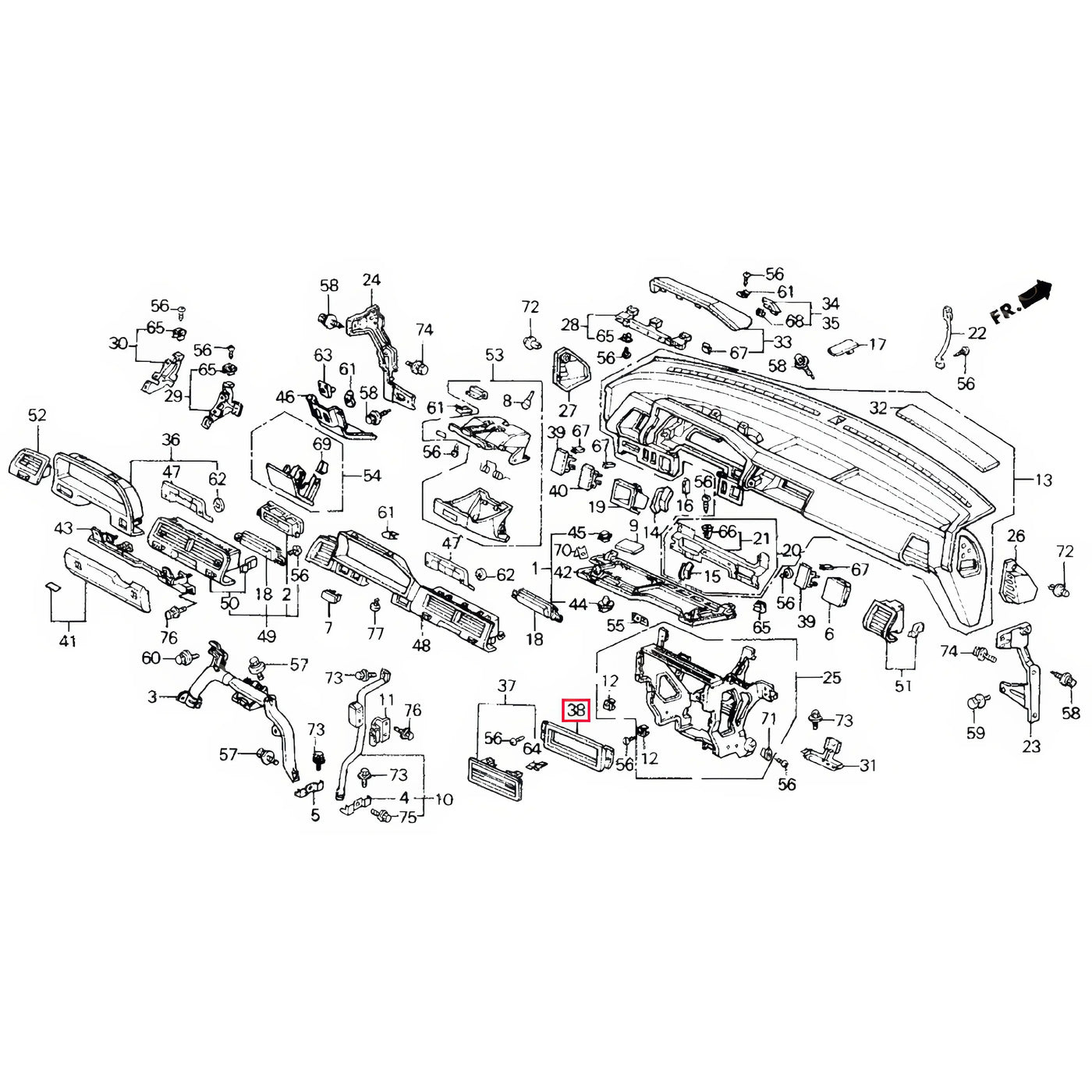 Cadre Autoradio - Honda Civic 4 - Revvo