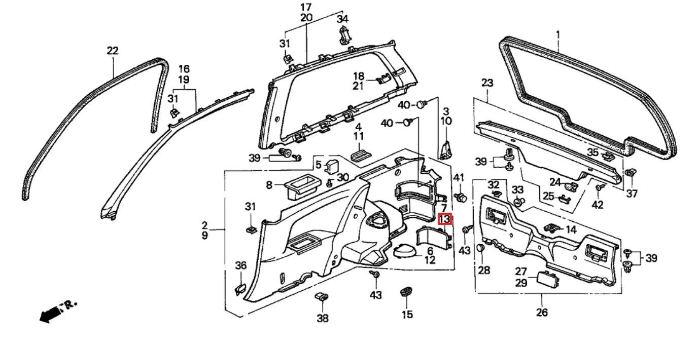 Cache Feu Arrière de Hayon pour Honda Civic 5 Portes (1987–1991) - Revvo