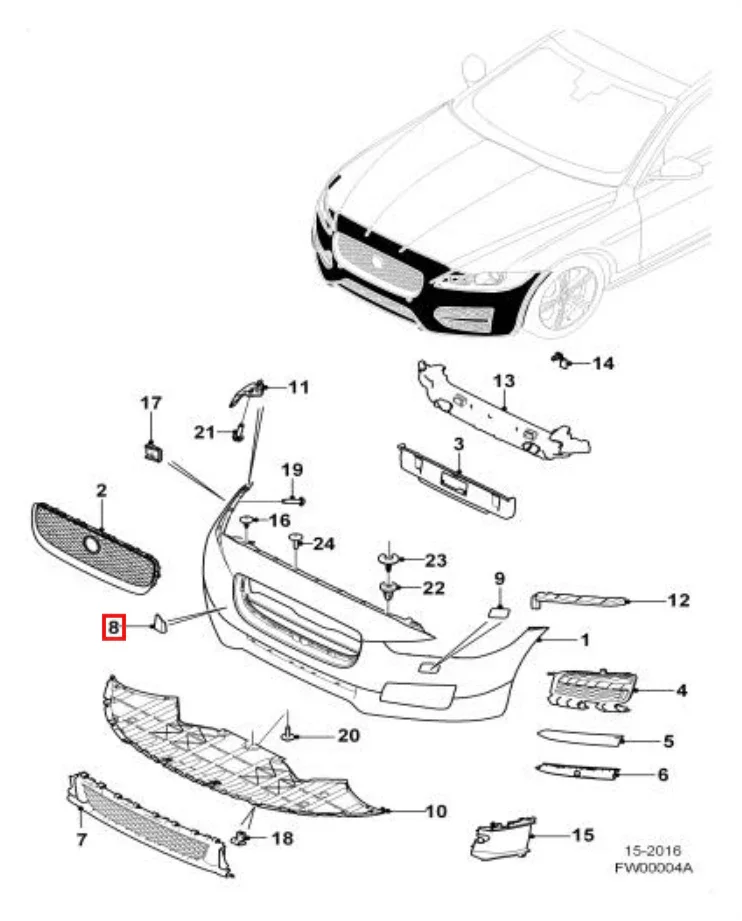 Cache Crochet de Remorquage Avant pour Jaguar XF (2008-2015)