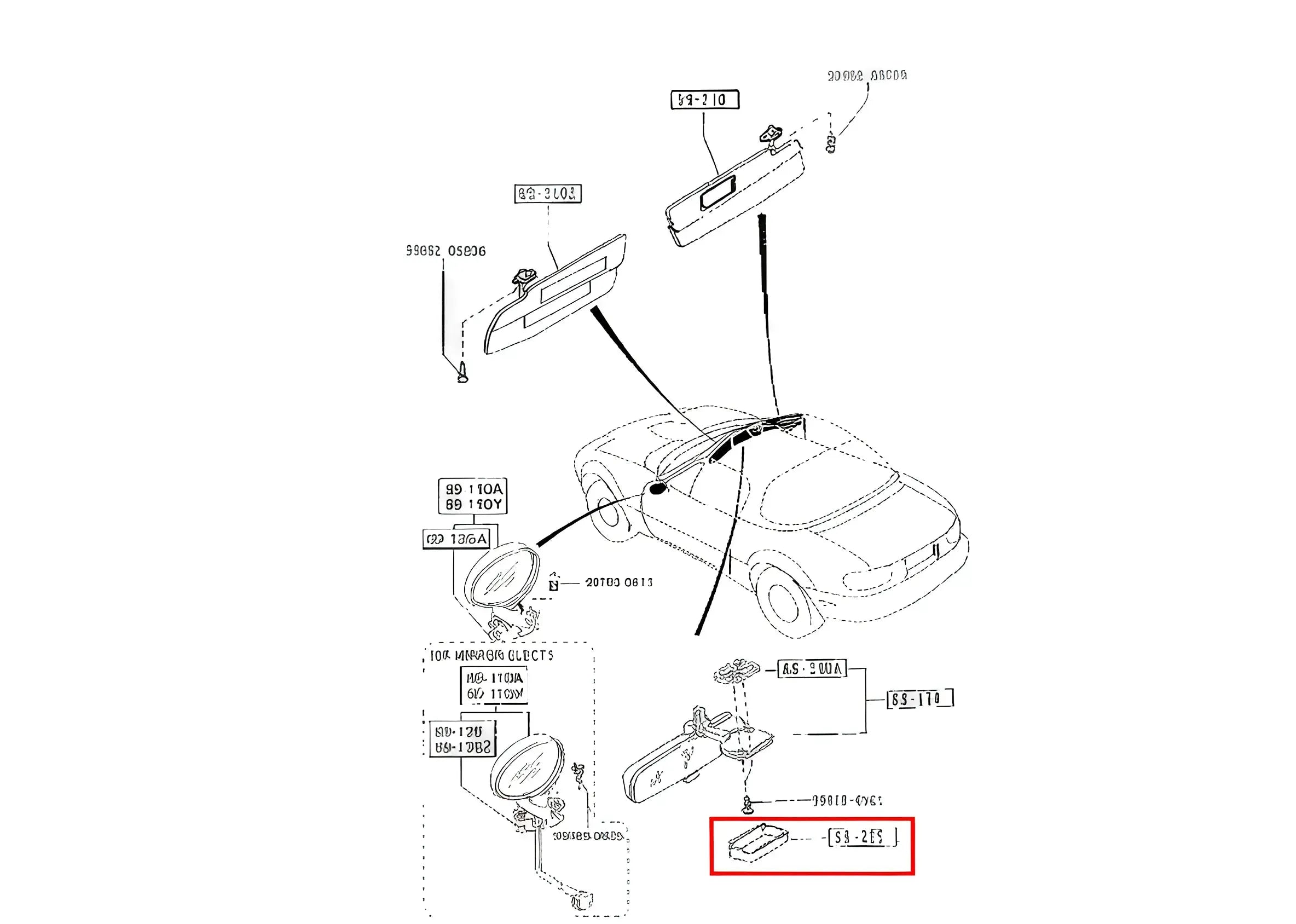 Mazda MX-5 mk1 - Cache Base Rétroviseur Intérieur