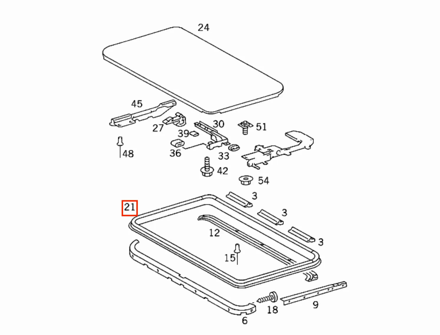Joint Toit Ouvrant pour Mercedes Classe E Coupé C124 & Classe C C203 - Revvo