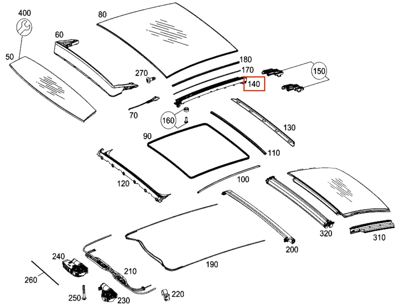 Kit de Réparation pour Toit Ouvrant de Mercedes W205 (2014-2021) - Revvo