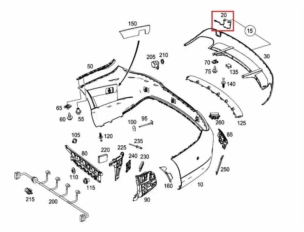 Cache Crochet de Remorquage Arrière pour Mercedes CLA Coupé AMG (2013-2019) - Revvo