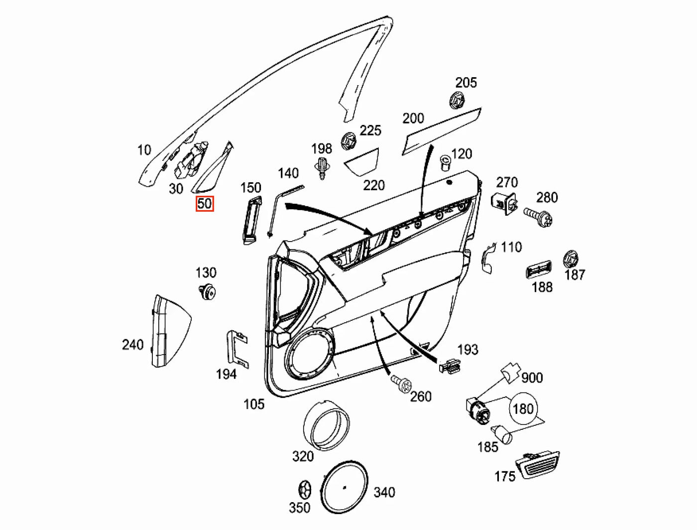 Grille Haut-Parleur Porte Avant - Mercedes Classe C (W204) - Revvo